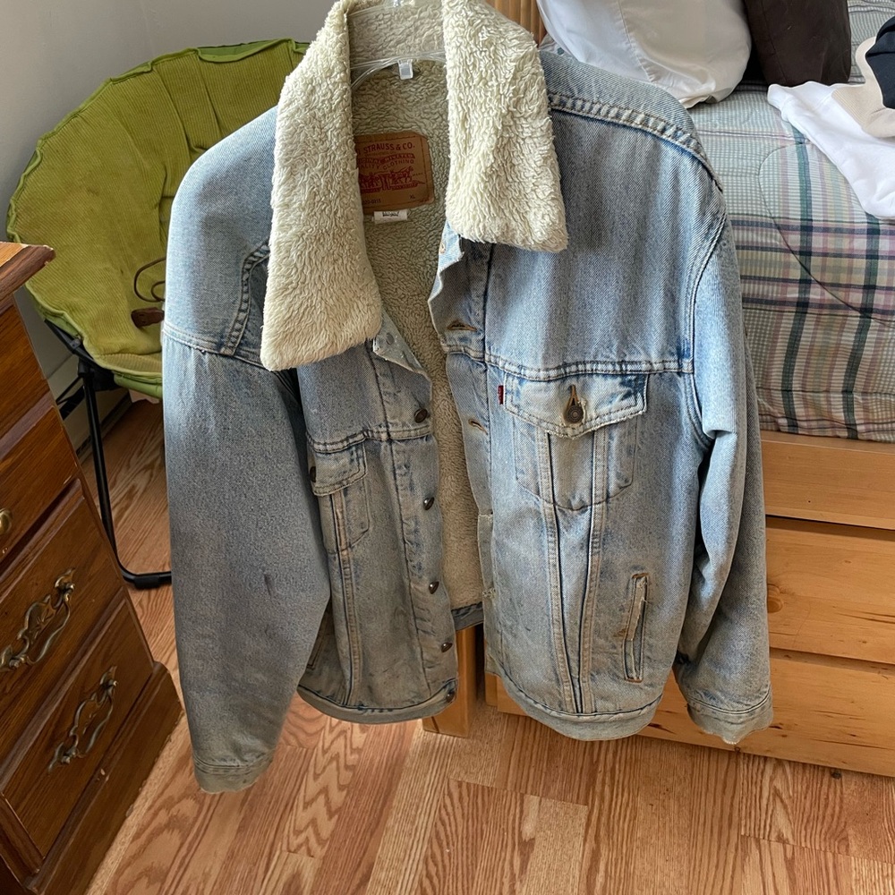 Levi's Cream Sherpa Lined Jacket